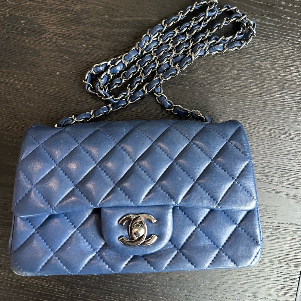 CHANEL Navy Blue Rectangular Mini